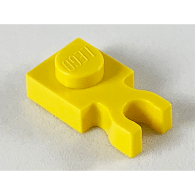 yellow plate modified 1 x 1 with u clip thick vertical grip