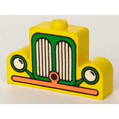 yellow brick modified 1 x 4 x 2 center stud top with car grille fabuland orange green pattern