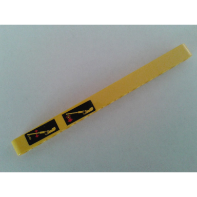 yellow technic liftarm thick 1 x 13 with two crane arm movements pattern on left end sticker - set 8053