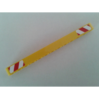 yellow technic liftarm thick 1 x 13 with red and white danger stripes pattern on both ends stickers - set 8053