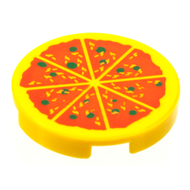 tile round 2 x 2 with pizza pattern