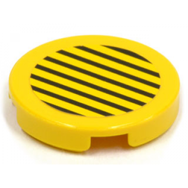 yellow tile round 2 x 2 with thin black stripes pattern sticker - sets 6557 6599