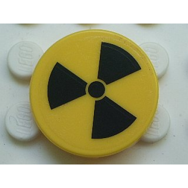 yellow tile round 2 x 2 with radioactivity warning pattern sticker - set 5980