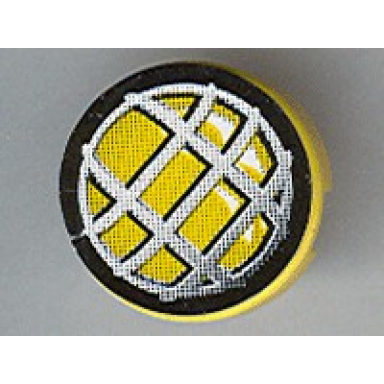 yellow tile round 2 x 2 with gray grille pattern sticker - set 4589
