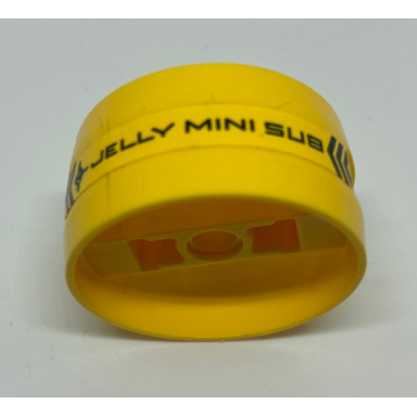 yellow cylinder 4 x 4 x 1 2 3 with pin holes and center bar with jelly mini sub pattern model left side sticker - set 70610