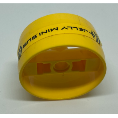 yellow cylinder 4 x 4 x 1 2 3 with pin holes and center bar with jelly mini sub pattern model right side sticker - set 70610
