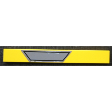 yellow tile 1 x 8 with dark bluish gray trapezoid with black outline pattern model left side sticker - sets 7256 7283