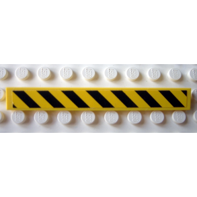 yellow tile 1 x 8 with black and yellow danger stripes pattern 1 sticker - set 7905