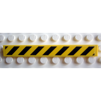 yellow tile 1 x 8 with black and yellow danger stripes pattern 2 sticker - set 7905