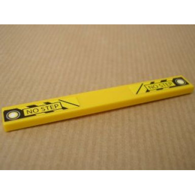 yellow tile 1 x 8 with no step silver circles and black and yellow danger stripes pattern on both ends stickers - set 8635