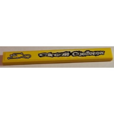 yellow tile 1 x 8 with circuit challenger and race track outline pattern model left side sticker - set 8183