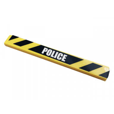 yellow tile 1 x 8 with police and black and yellow danger stripes pattern sticker - set 60141