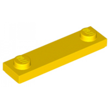 yellow plate modified 1 x 4 with 2 studs with groove