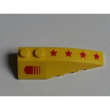 yellow wedge 6 x 2 right with red arrow and 4 red stars pattern stickers - set 7712