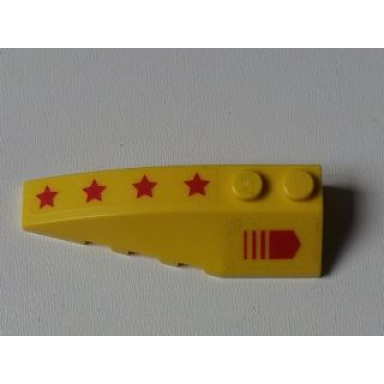 yellow wedge 6 x 2 left with red arrow and 4 red stars pattern stickers - set 7712
