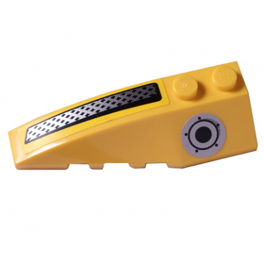 yellow wedge 6 x 2 left with silver fuel intake and silver grille pattern stickers - set 8183