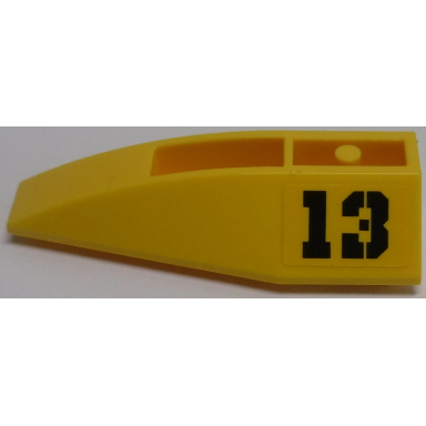 yellow wedge 6 x 2 inverted right with black number 13 pattern sticker - set 70614