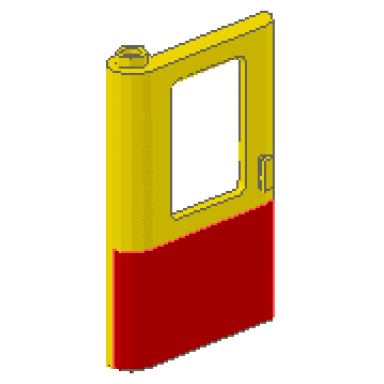 yellow door 1 x 4 x 5 train left thin support at bottom with red bottom half pattern