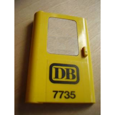 yellow door 1 x 4 x 5 train left thin support at bottom with black db 7735 pattern sticker - set 7735