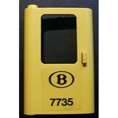 yellow door 1 x 4 x 5 train left thin support at bottom with b 7735 pattern sticker - set 7735