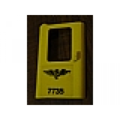 yellow door 1 x 4 x 5 train left thin support at bottom with norwegian nsb 7735 pattern sticker - set 7735