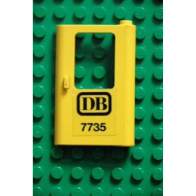 yellow door 1 x 4 x 5 train right thin support at bottom with black db 7735 pattern sticker - set 7735