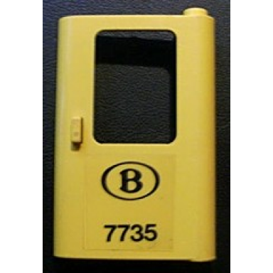 yellow door 1 x 4 x 5 train right thin support at bottom with b 7735 pattern sticker - set 7735