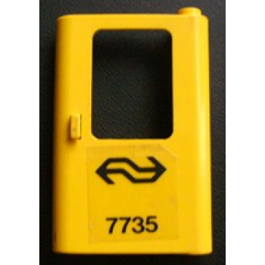 yellow door 1 x 4 x 5 train right thin support at bottom with dutch ns 7735 pattern sticker - set 7735