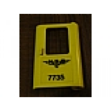 yellow door 1 x 4 x 5 train right thin support at bottom with norwegian nsb 7735 pattern sticker - set 7735
