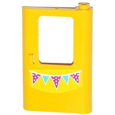 yellow door 1 x 4 x 5 train right thin support at bottom with bunting pattern sticker - set 41034