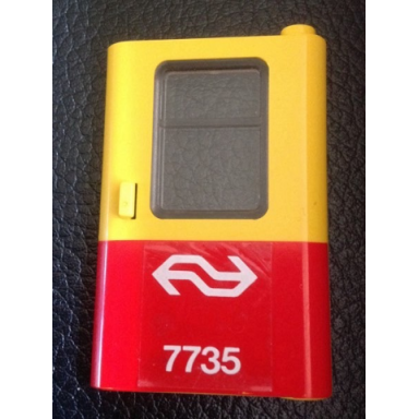 yellow door 1 x 4 x 5 train right thin support at bottom with red bottom half and white dutch ns 7735 pattern sticker - set 7735