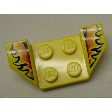 yellow vehicle mudguard 2 x 4 with flared wings with black orange and white flames pattern