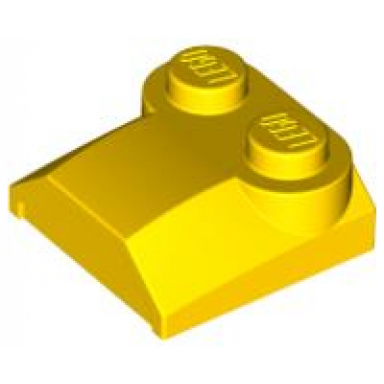yellow slope curved 2 x 2 x 2 3 with 2 studs and curved sides lip end