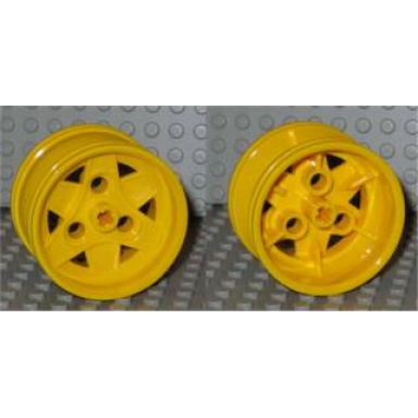 yellow wheel 43.2mm d x 26mm technic racing small 3 pin holes