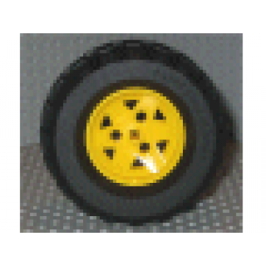 yellow wheel 43.2mm d x 26mm technic racing small 3 pin holes with black tire 81.6 x 38 r balloon 41896 45982
