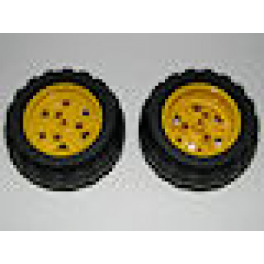 yellow wheel 43.2mm d x 26mm technic racing small 3 pin holes with black tire 68.7 x 34 r 41896 61480