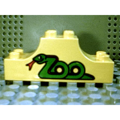 yellow duplo brick 2 x 6 x 2 arch inverted double with snake in shape of zoo pattern