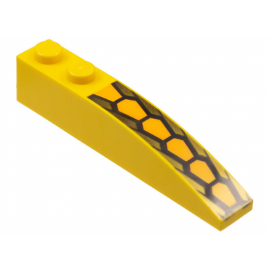 yellow slope curved 6 x 1 with repeating medium orange and black hexagonal scale pattern