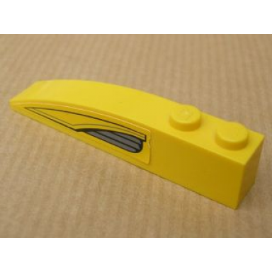 yellow slope curved 6 x 1 with yellow and dark bluish gray pattern right sticker - set 7044