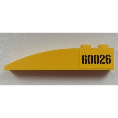 yellow slope curved 6 x 1 with black 60026 pattern on left side sticker - set 60026