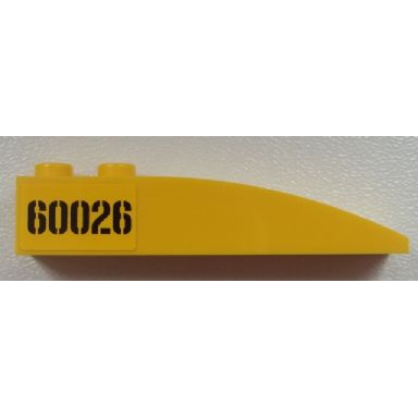 yellow slope curved 6 x 1 with black 60026 pattern on right side sticker - set 60026