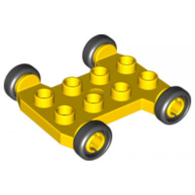 yellow duplo cement mixer base 2 x 4 with axle extensions and black wheels