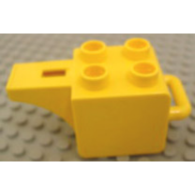 yellow duplo whistle with 4 studs and latch for humans