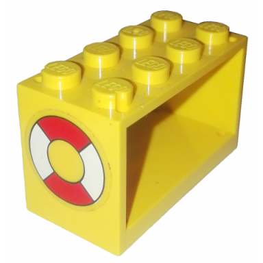 yellow string reel 2 x 4 x 2 holder with red and white life preserver pattern on both sides stickers - set 6697