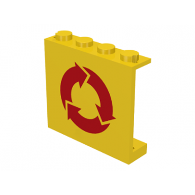 yellow panel 1 x 4 x 3 - solid studs with recycling arrows pattern