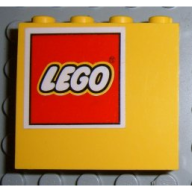 yellow panel 1 x 4 x 3 with lego logo pattern upper left sticker - set 4030