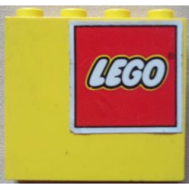 yellow panel 1 x 4 x 3 with lego logo pattern upper right sticker - set 4030
