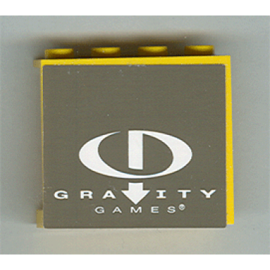 yellow panel 1 x 4 x 3 with gravity games logo white on dark gray pattern sticker - set 3538