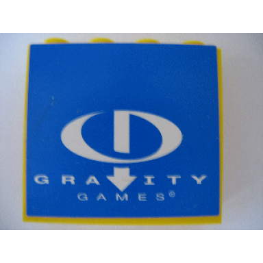 yellow panel 1 x 4 x 3 with gravity games logo white on blue pattern sticker - set 3585