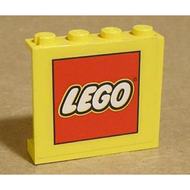 yellow panel 1 x 4 x 3 with lego logo pattern sticker - set 4549